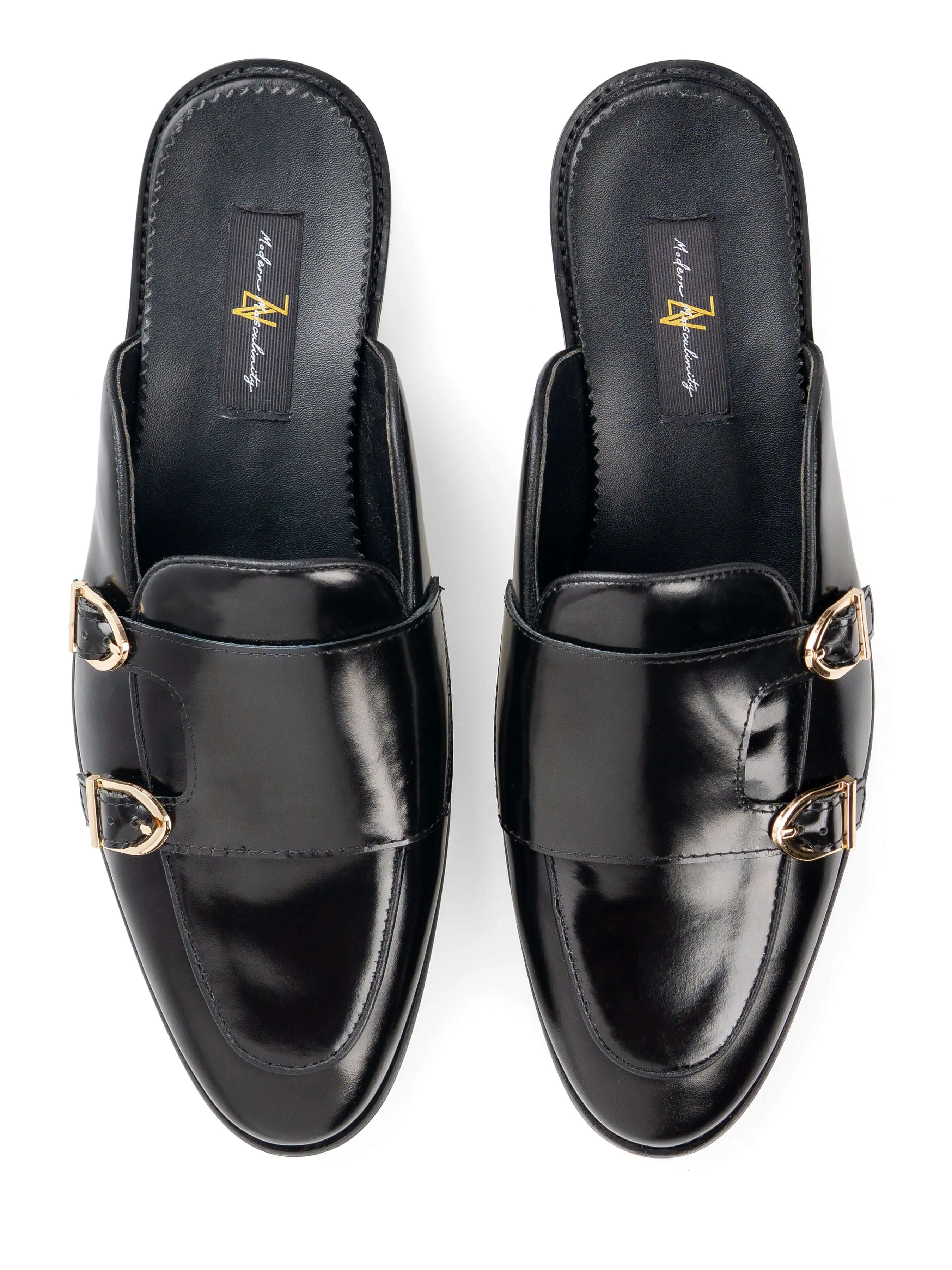 Mules Double Monk Strap - Black Patent Leather - Buy now!