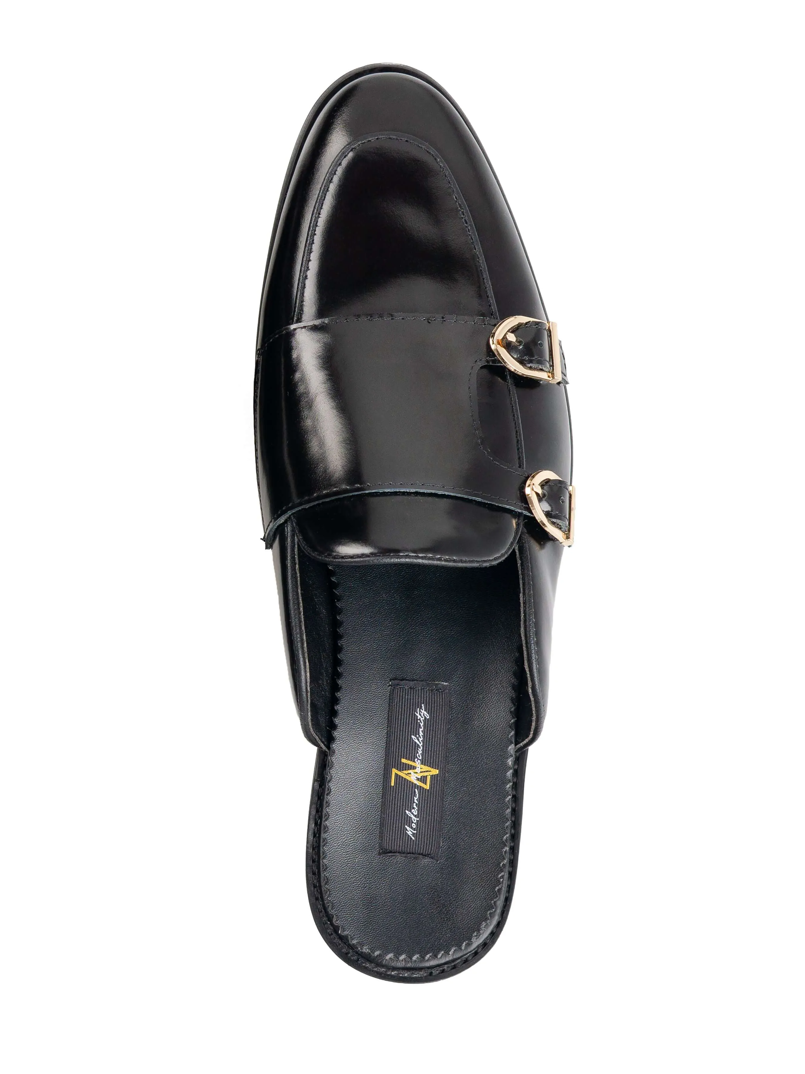 Mules Double Monk Strap - Black Patent Leather - Buy now!