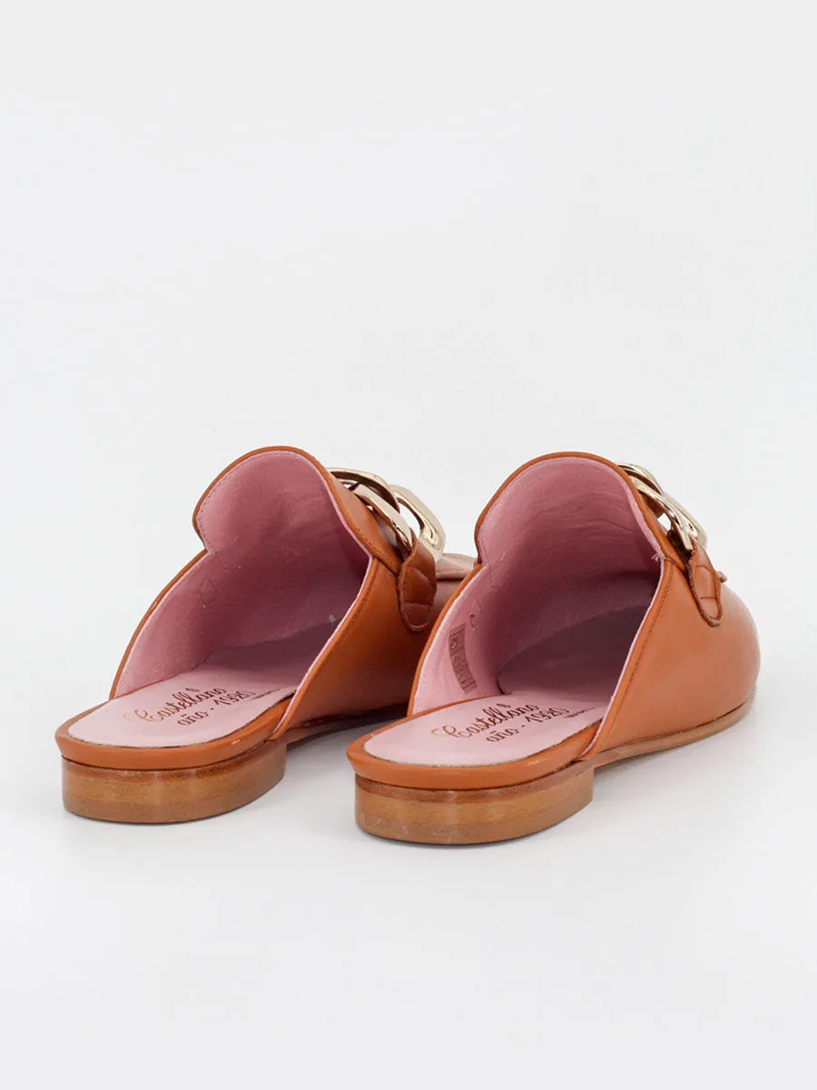 Mules Saint Tropez adorno color cuero