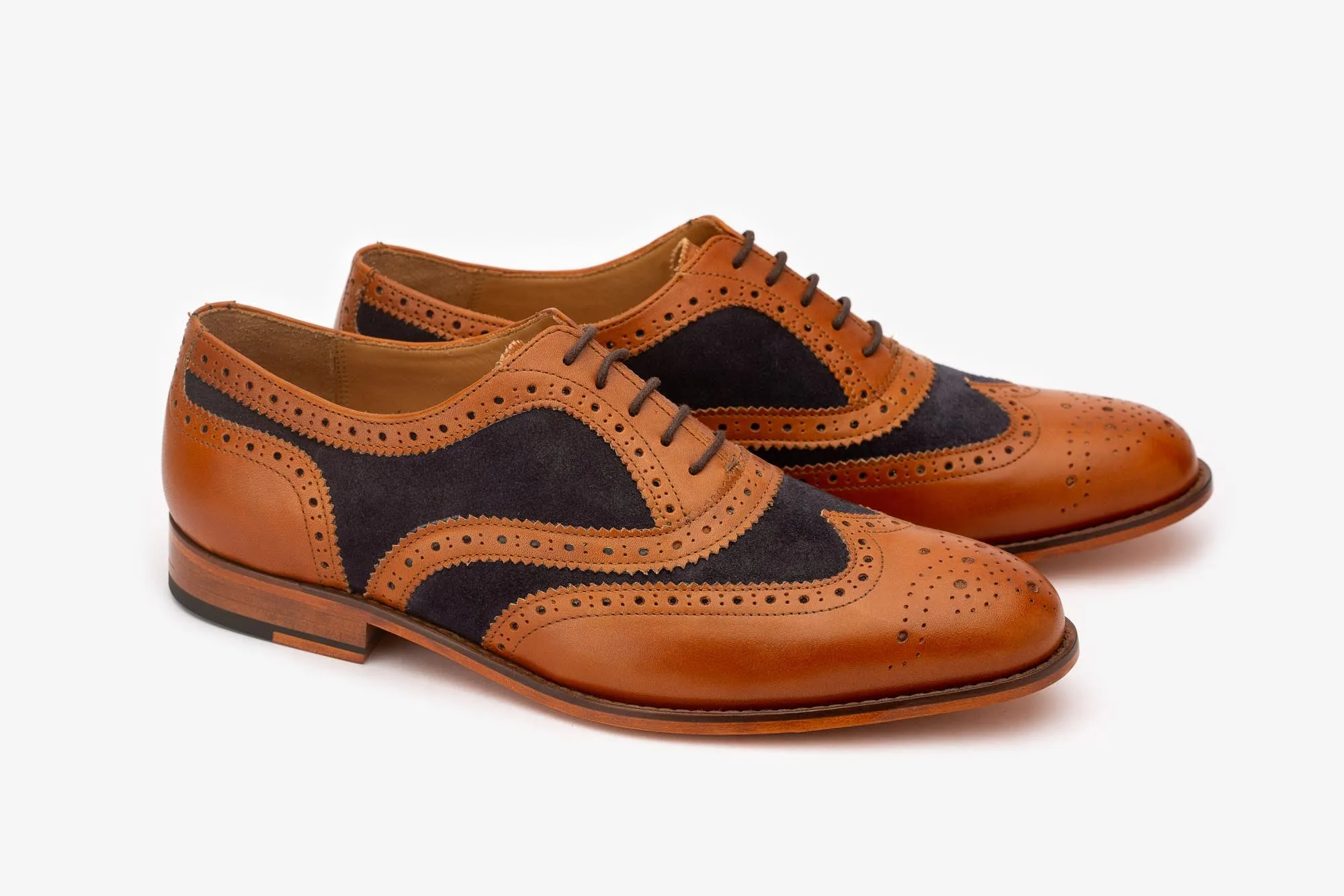 Multi-Textured Wingcap Brogue Oxford Shoes