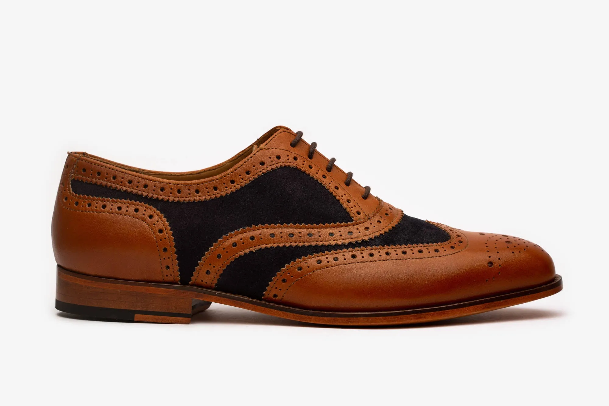 Multi-Textured Wingcap Brogue Oxford Shoes