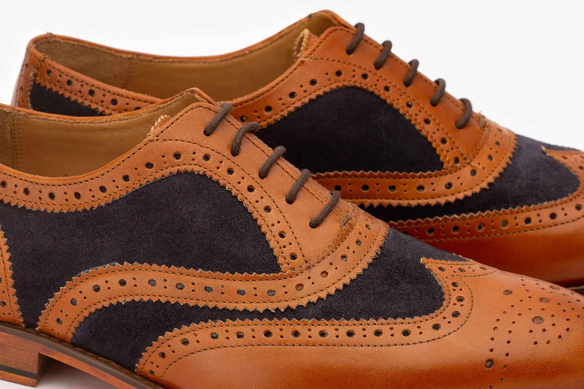 Multi-Textured Wingcap Brogue Oxford Shoes