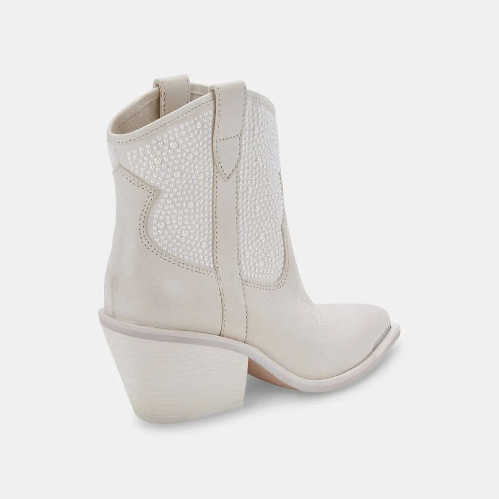 NASHE Booties Off-White Pearls | Off-White Pearls Western Boots– Dolce Vita 6872610635842