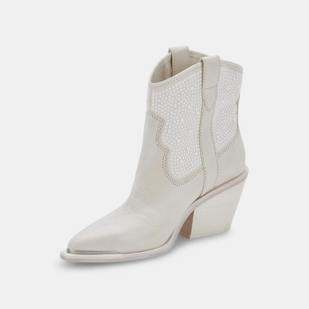 NASHE Booties Off-White Pearls | Off-White Pearls Western Boots– Dolce Vita 6872610635842