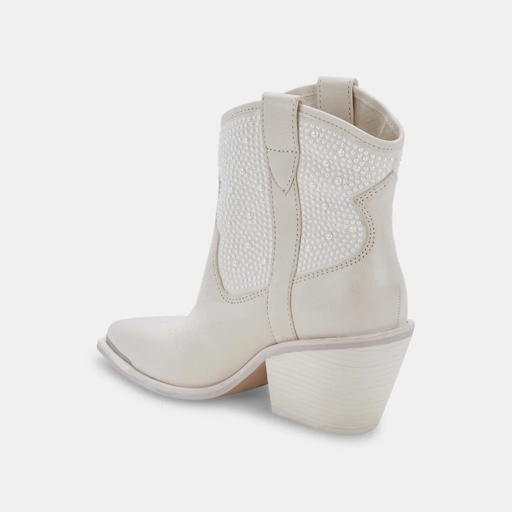 NASHE Booties Off-White Pearls | Off-White Pearls Western Boots– Dolce Vita 6872610635842