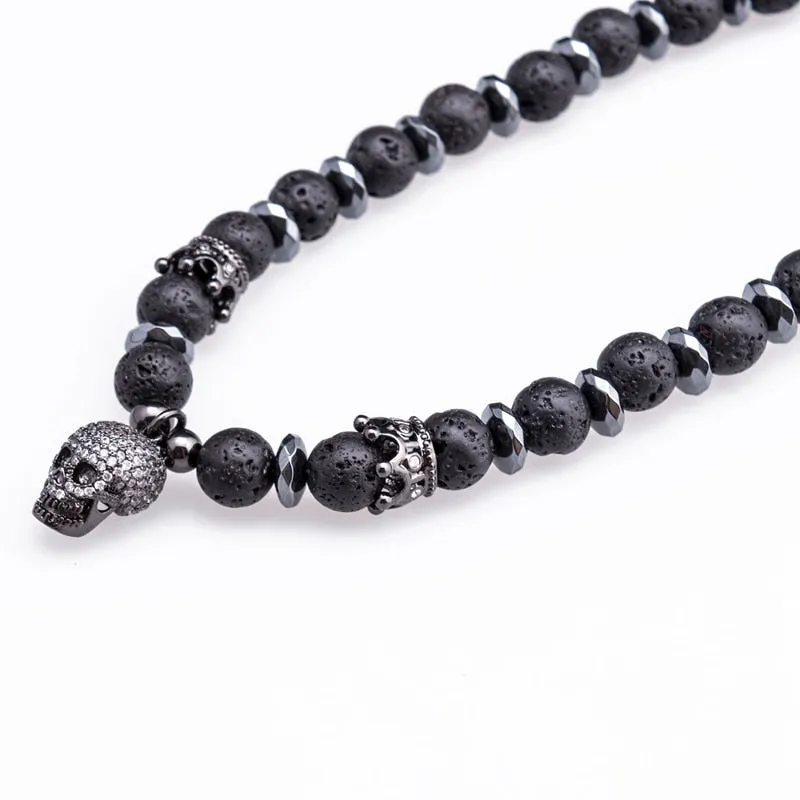 Natural Tiger Eye Stone Skull Necklaces