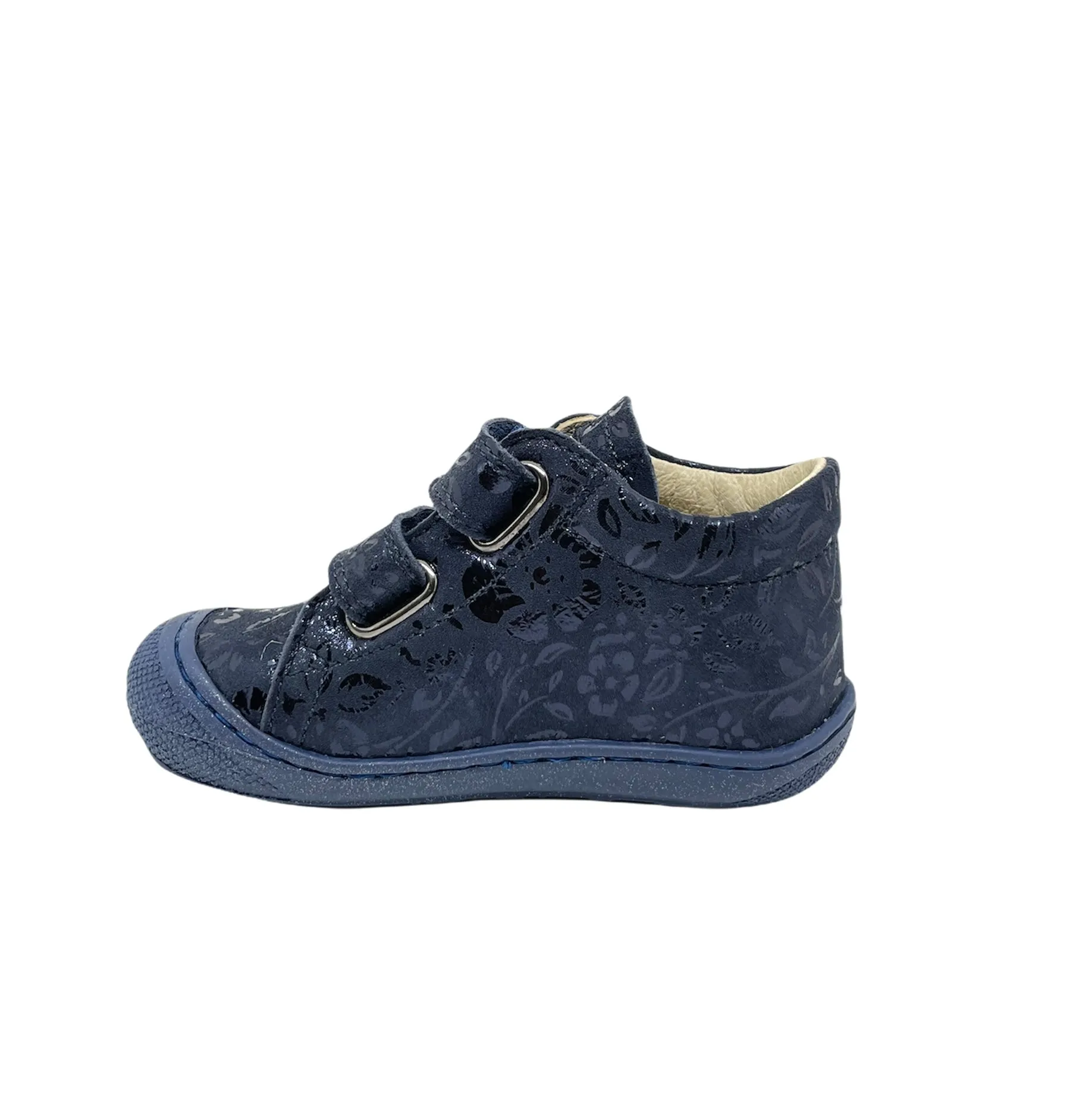 NATURINO COCOON blue flower shoes with velcro fastening