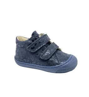 NATURINO COCOON blue flower shoes with velcro fastening