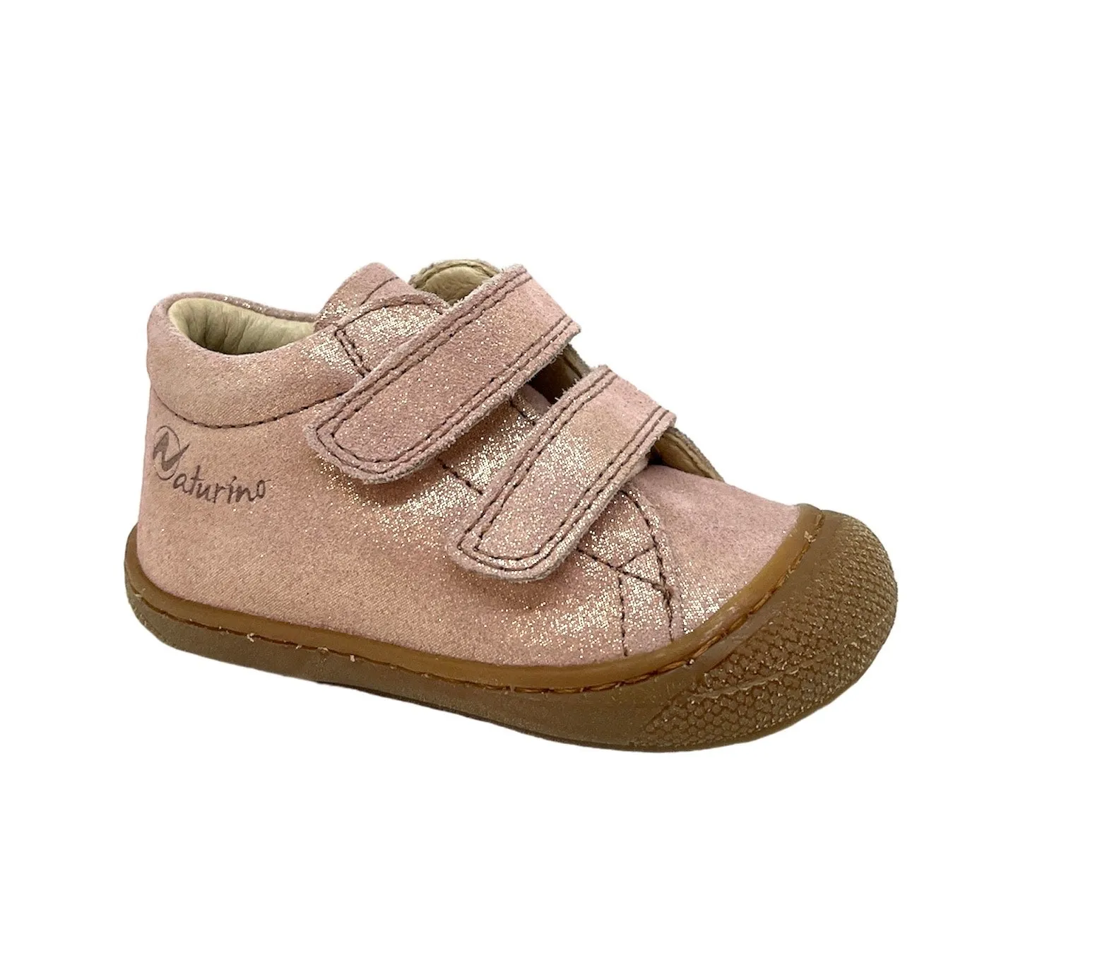 Naturino Cocoon glitter rose suede botillons with velcro