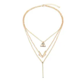 New Designing Vintage Gold Triangle Crystal Collar Pendant Necklaces