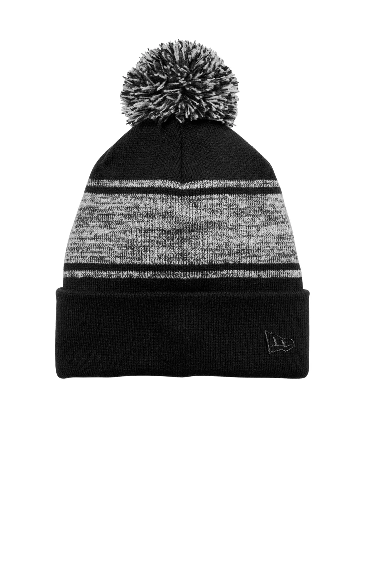 New Era Knit Chilled Pom Beanies, Black/ Graphite