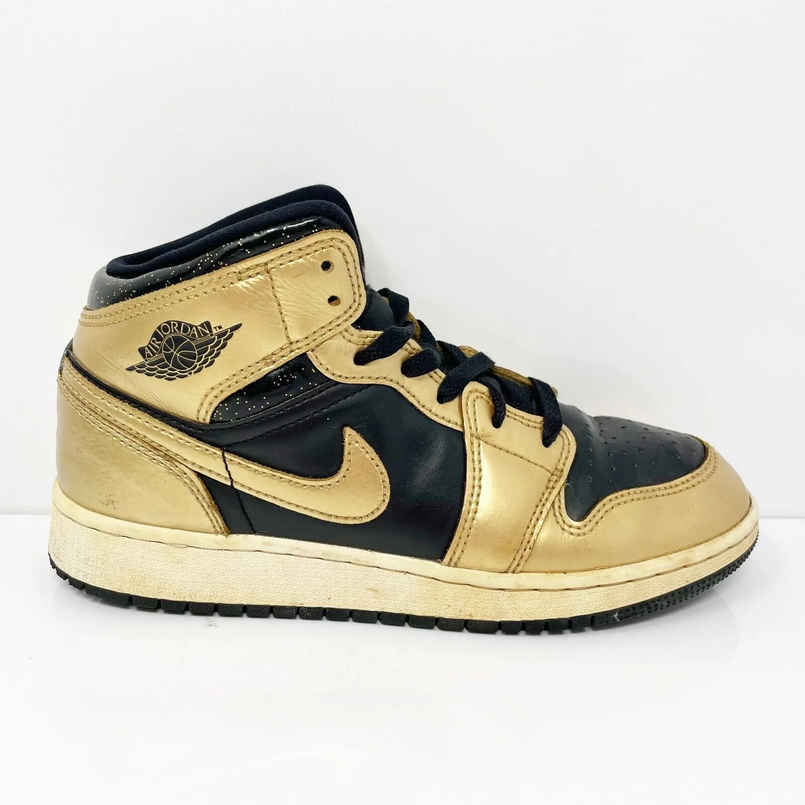 Nike Boys Air Jordan 1 DR6967-071 Gold Basketball Shoes Sneakers Size 5Y