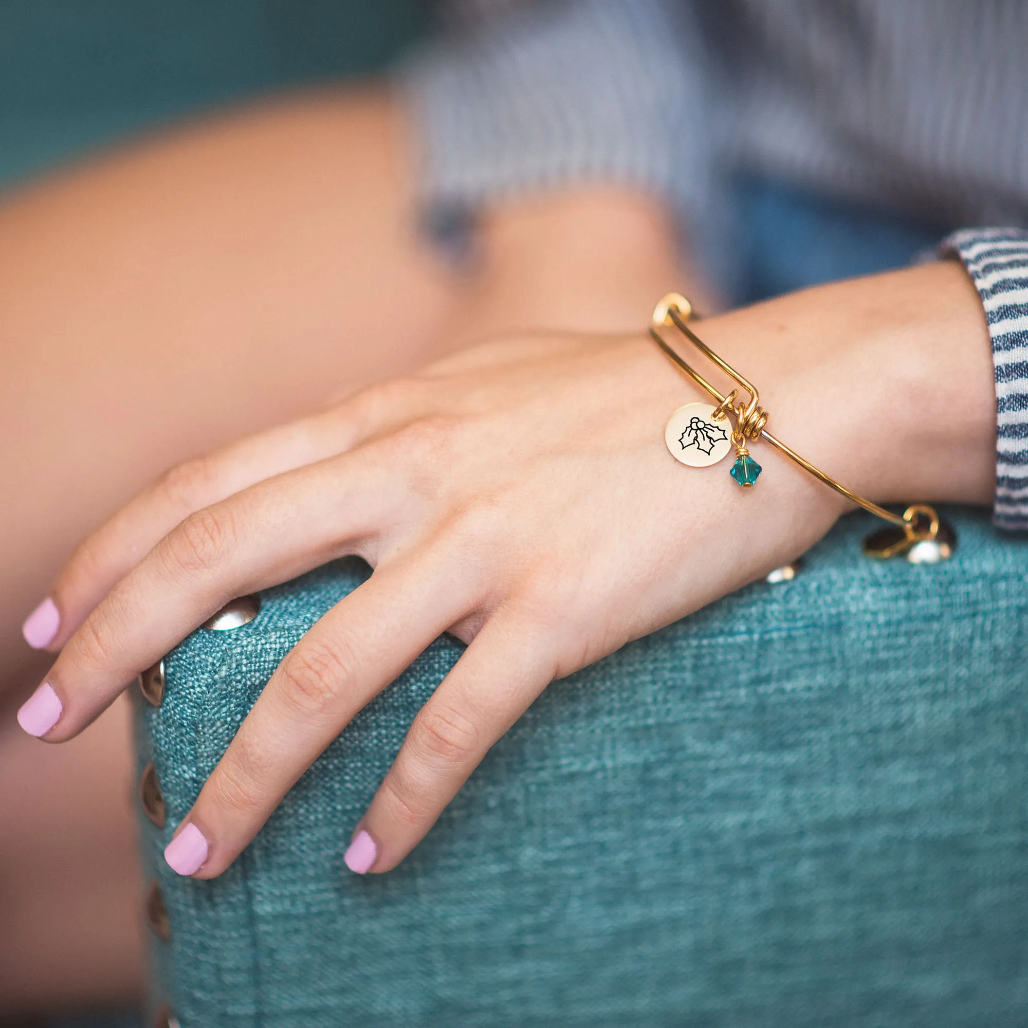 November Chrysanthemum Birth Flower Bracelet