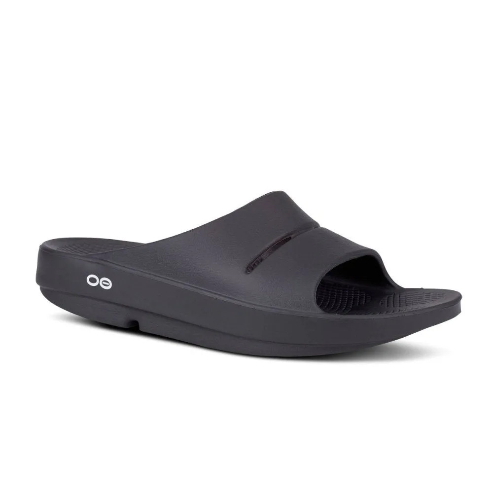 Oofos Black Recovery Slide Sandal