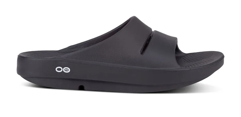 Oofos Black Recovery Slide Sandal