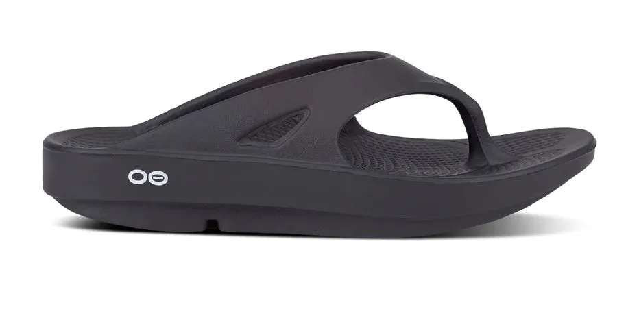 Oofos Black Recovery Thong Sandal