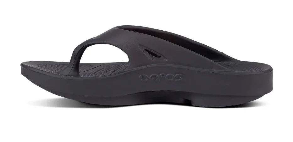 Oofos Black Recovery Thong Sandal