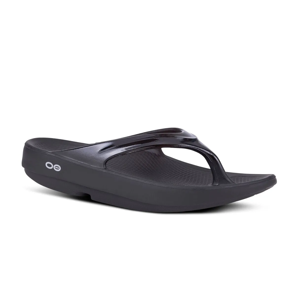 Oofos Women's Black Recovery Thong Sandal