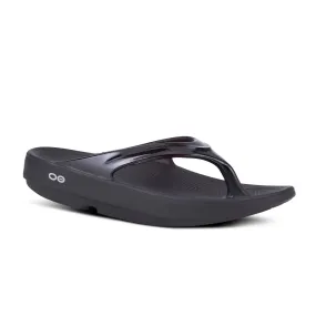 Oofos Women's Black Recovery Thong Sandal