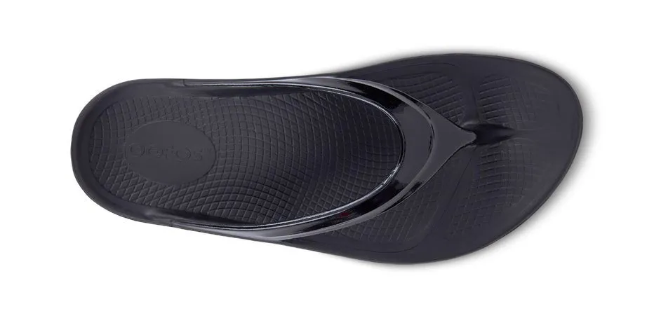 Oofos Women's Black Recovery Thong Sandal