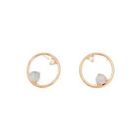 Opal Diamond Circle Earrings