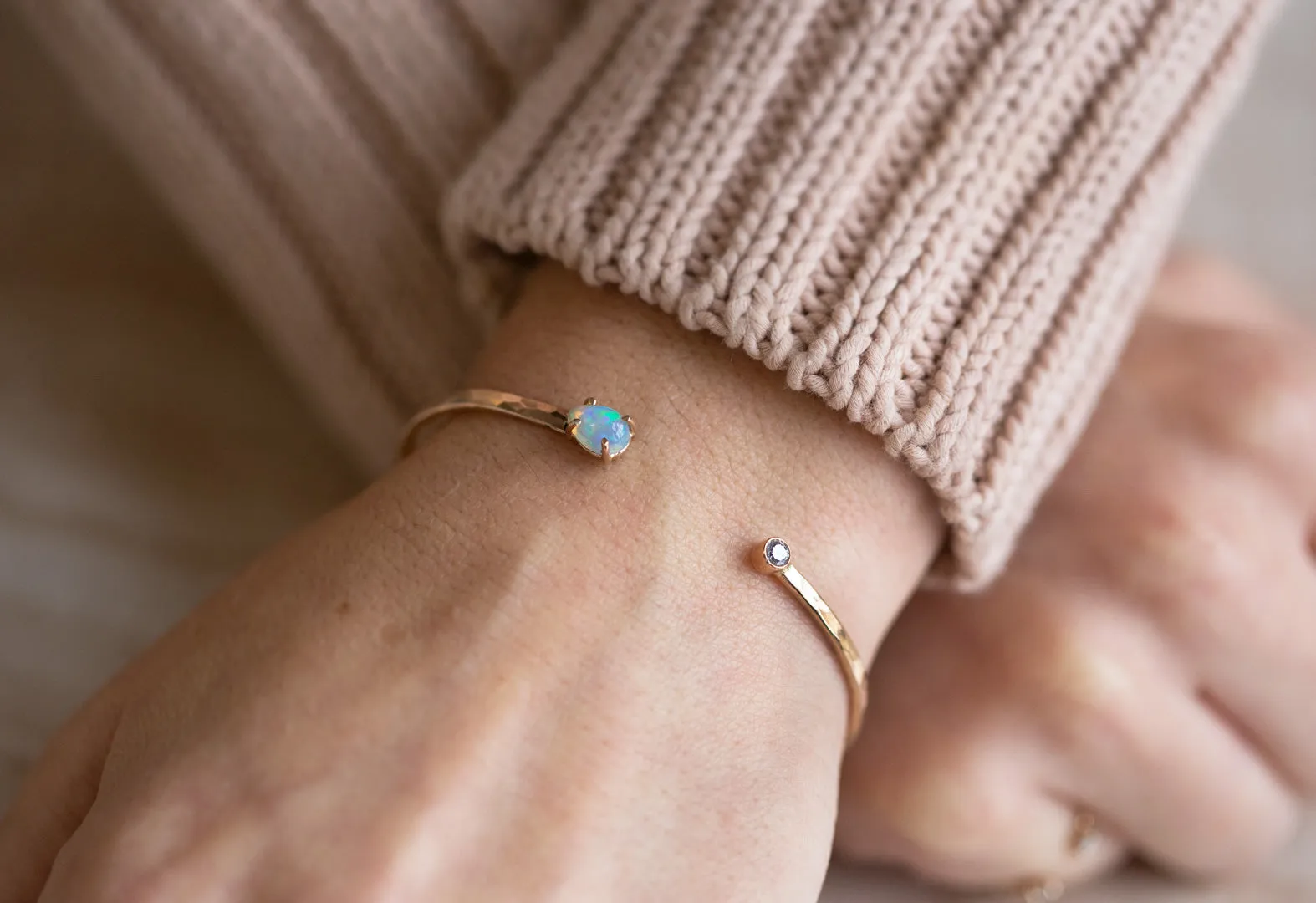 Opal Diamond Cuff Bracelet