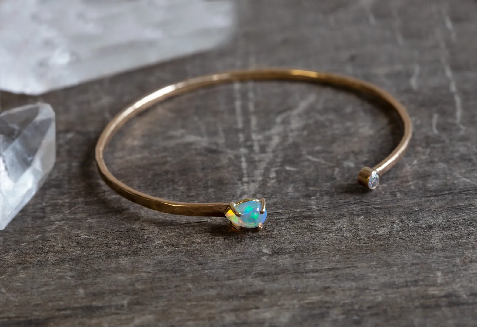 Opal Diamond Cuff Bracelet