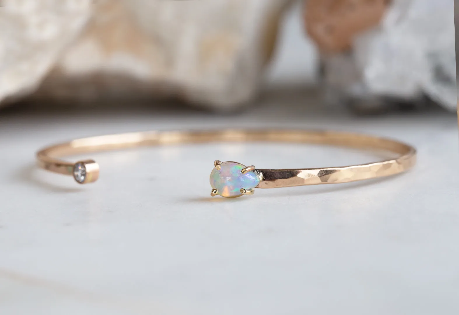 Opal Diamond Cuff Bracelet