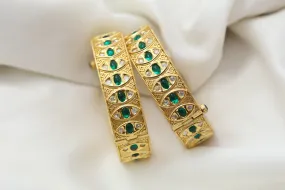 Openable Green Polki Kunda Bangle Set