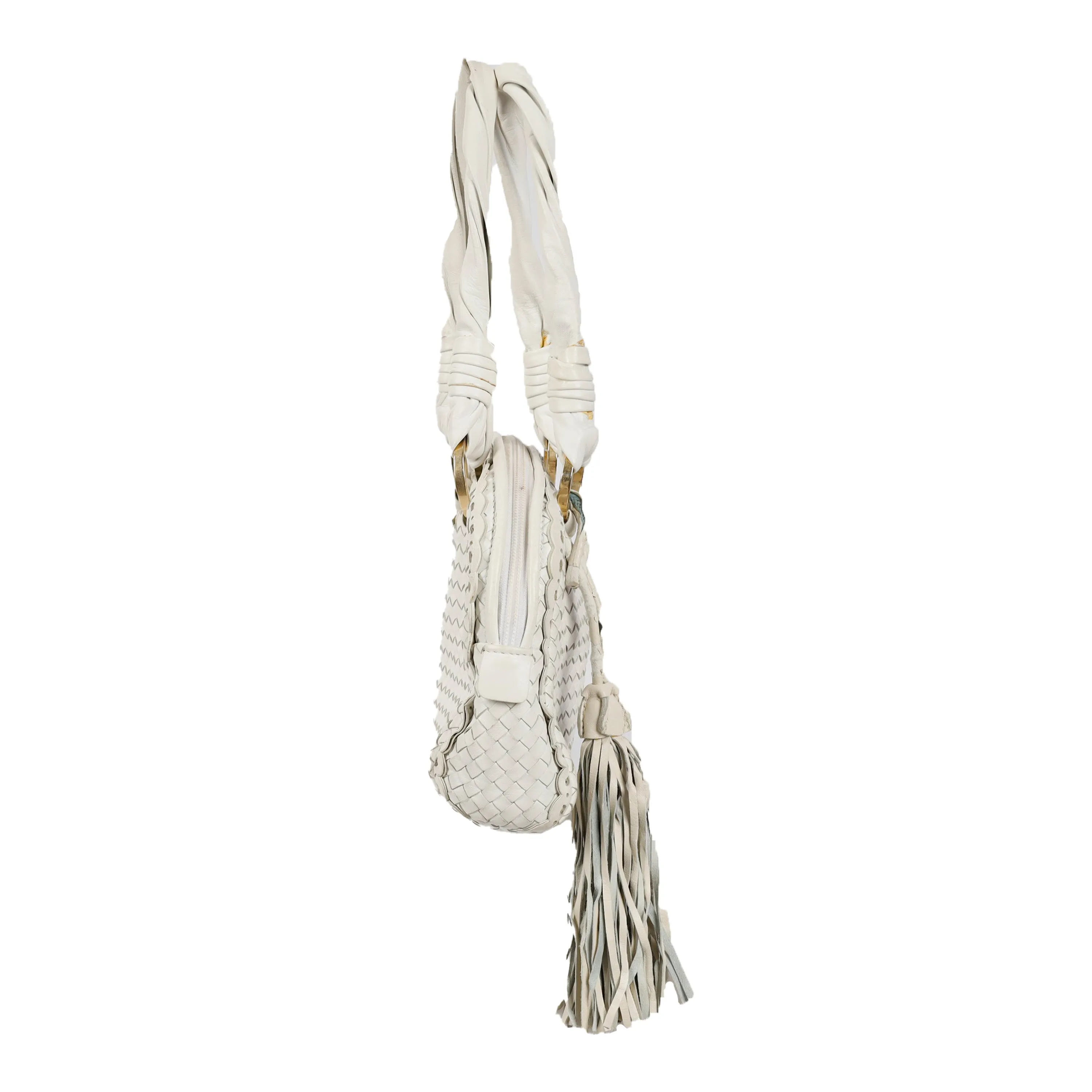 Paola Del Lungo Woven Leather Bag with Fringe - '90s