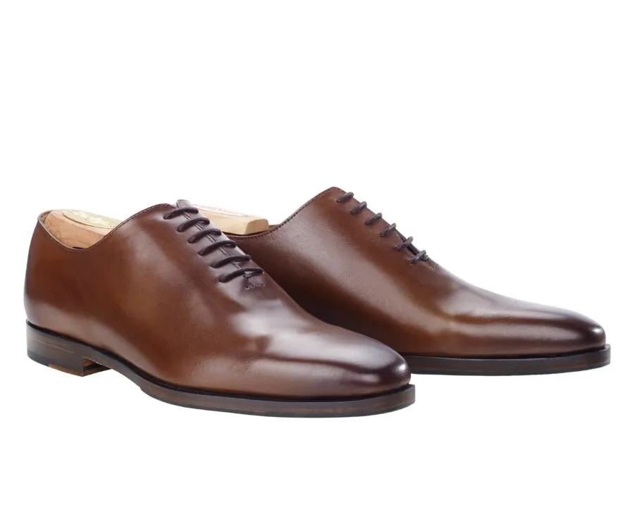 Patina Chestnut Men's Oxford shoes - Leather sole with pad - BELLAGIO PATIN