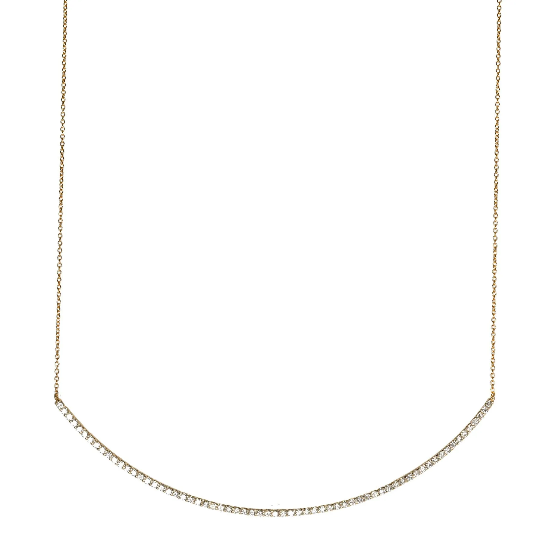 Pave Diamond Necklace with Curved Design in 14K Gold - Selma