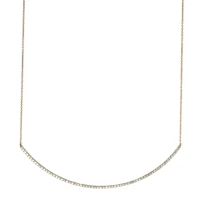 Pave Diamond Necklace with Curved Design in 14K Gold - Selma