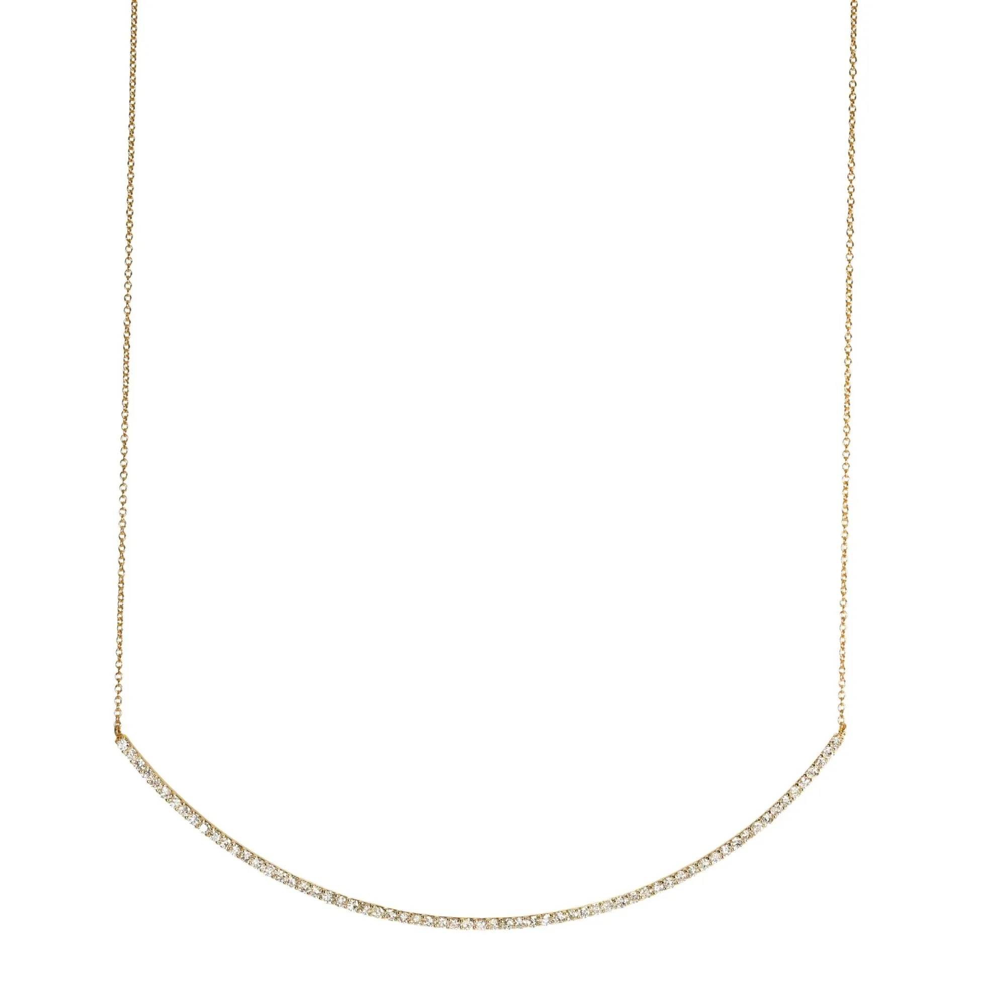 Pave Diamond Necklace with Curved Design in 14K Gold - Selma