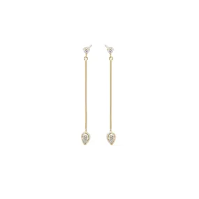 Pear Diamond Long Bar Earrings