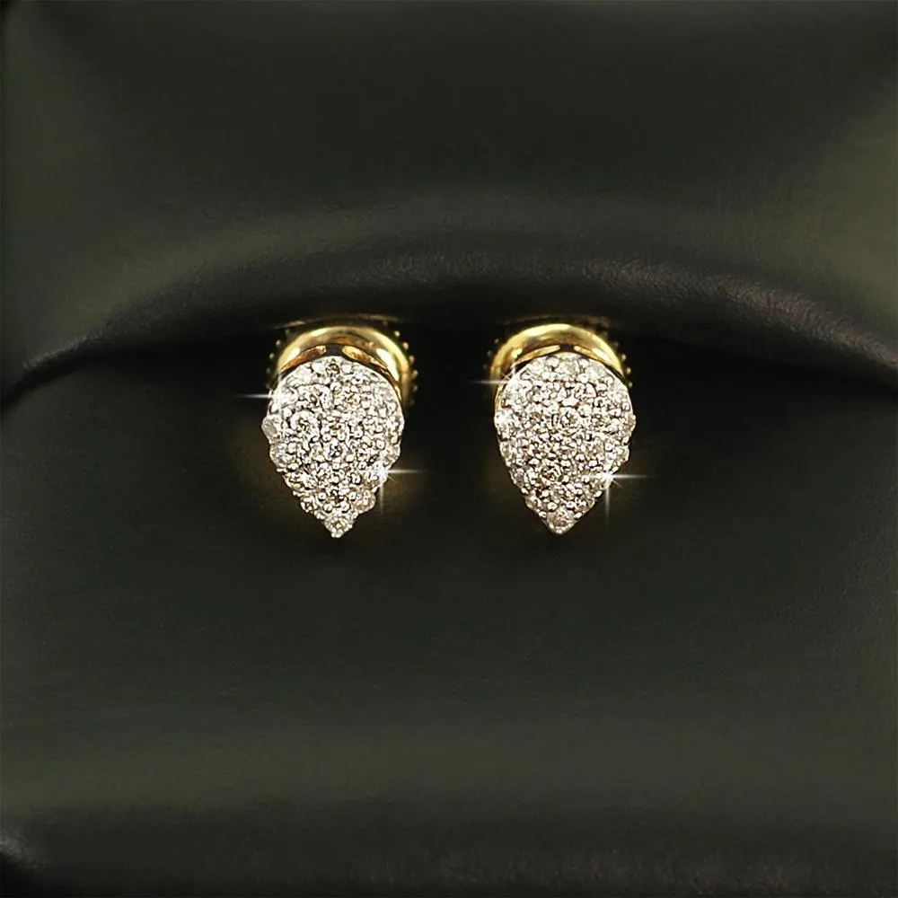 Pear Pave Diamond Earrings - 0.27cttw - Yellow Gold - 10K