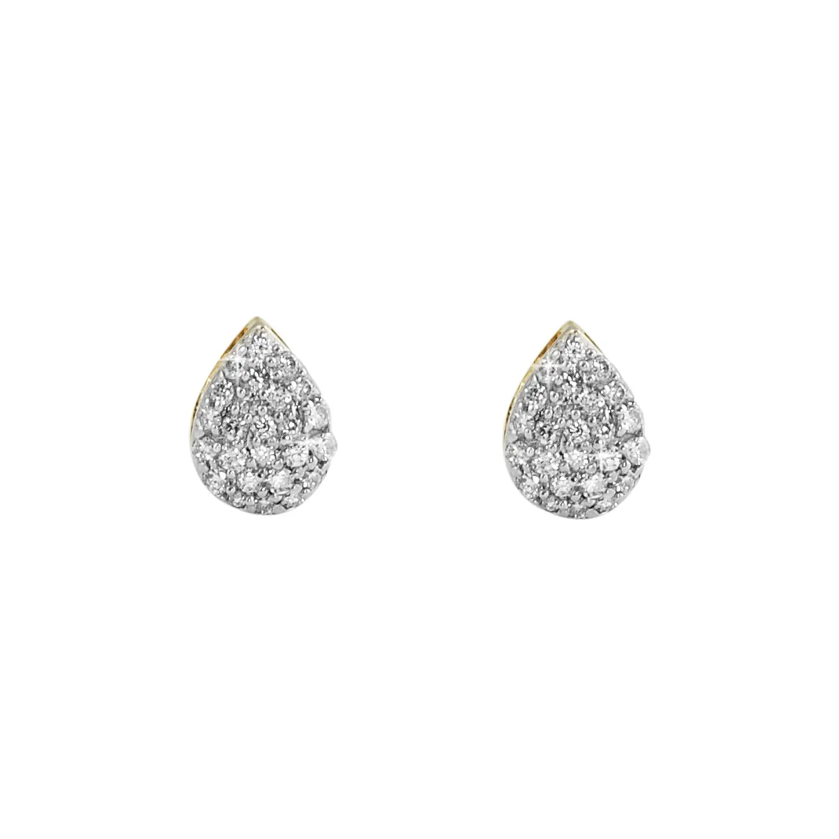 Pear Pave Diamond Earrings - 0.27cttw - Yellow Gold - 10K