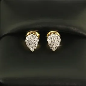 Pear Pave Diamond Earrings - 0.27cttw - Yellow Gold - 10K