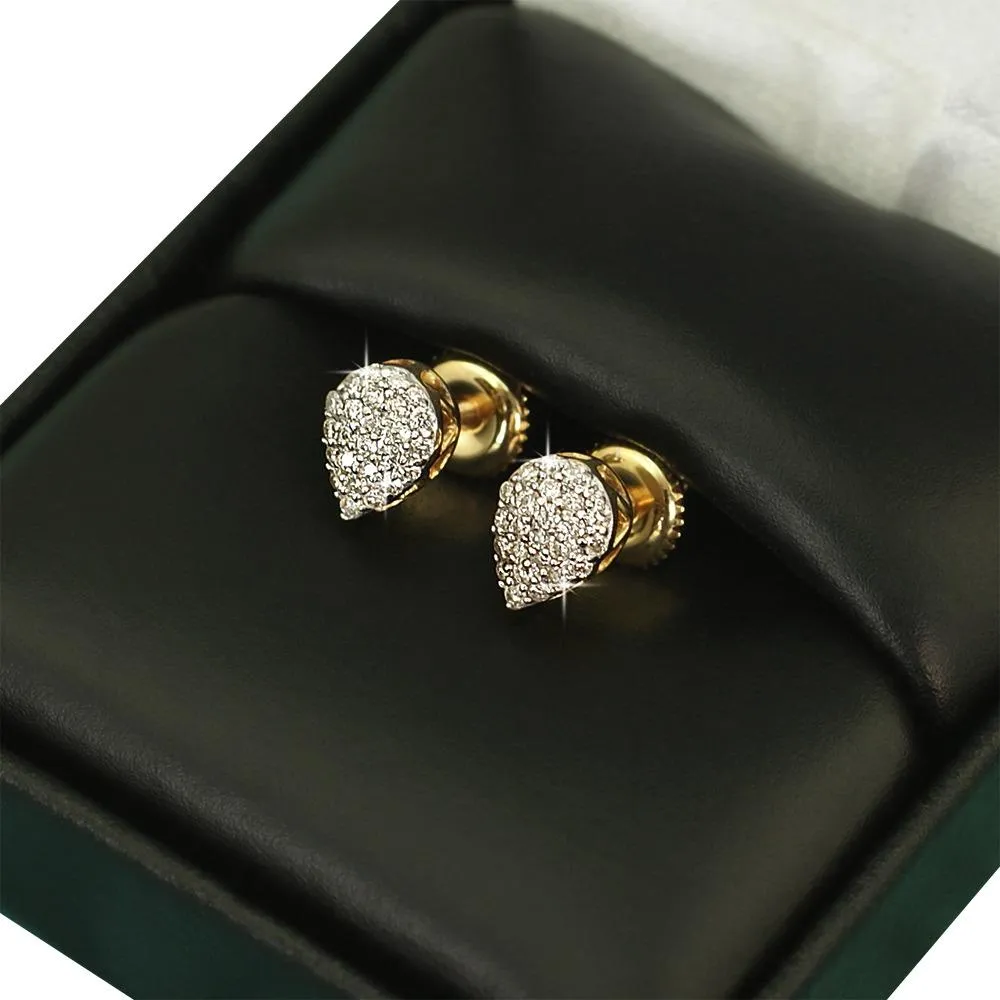 Pear Pave Diamond Earrings - 0.27cttw - Yellow Gold - 10K