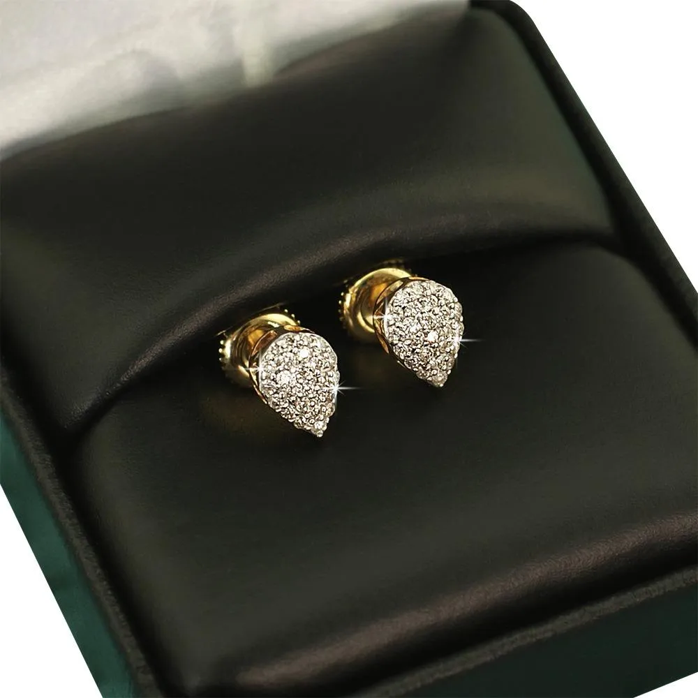 Pear Pave Diamond Earrings - 0.27cttw - Yellow Gold - 10K