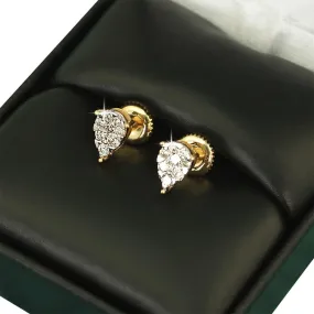 Pear Stud Illusion Diamond Earrings 0.39 carat total weight 10K Yellow Gold