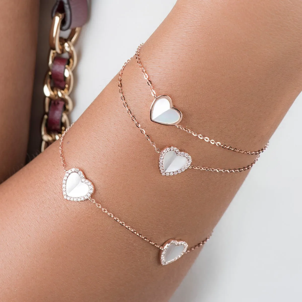 Pearl and Diamond Heart Bracelet with Halo Station