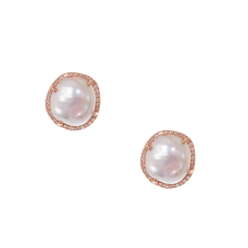 Pearl Diamond Stud Earrings