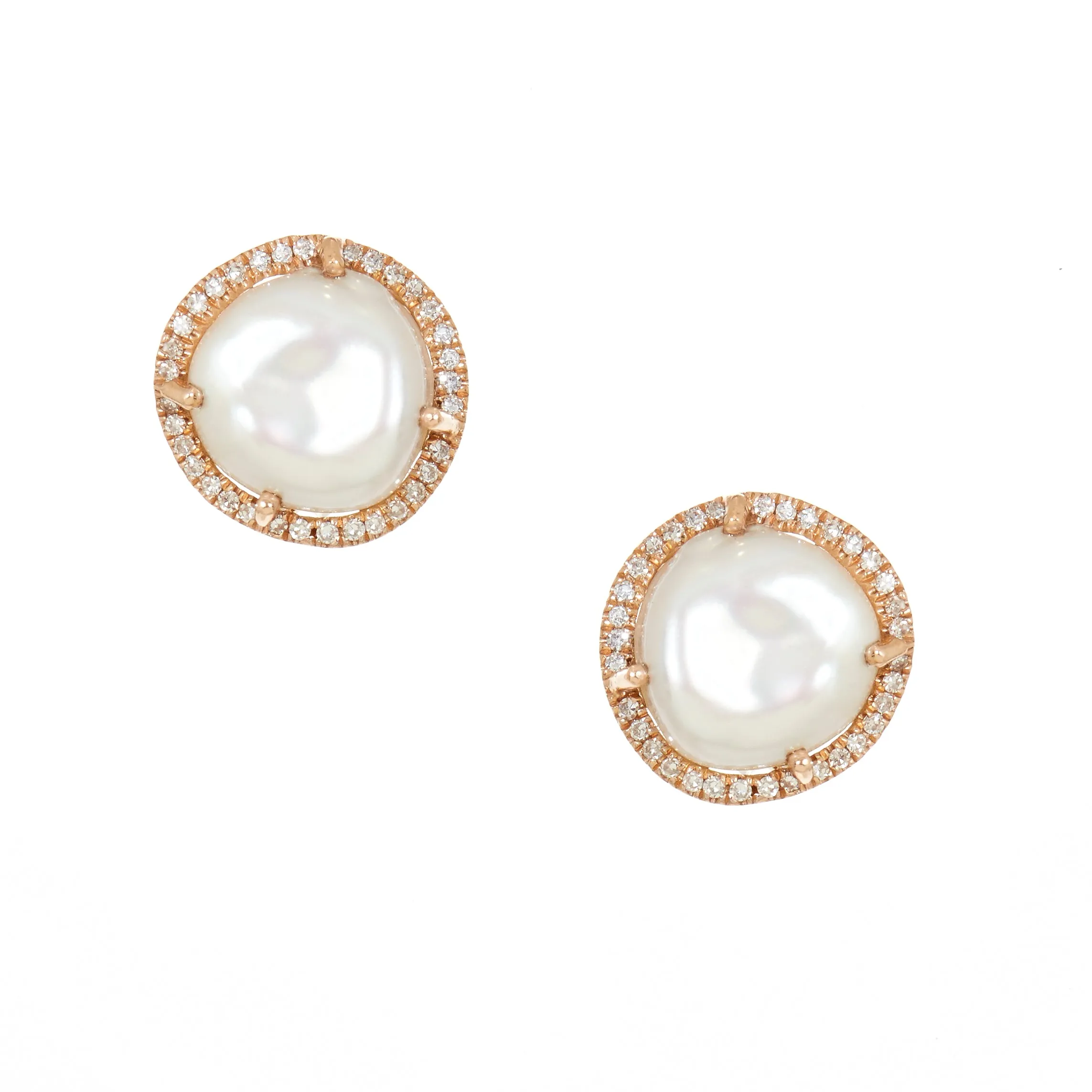 Pearl Diamond Stud Earrings