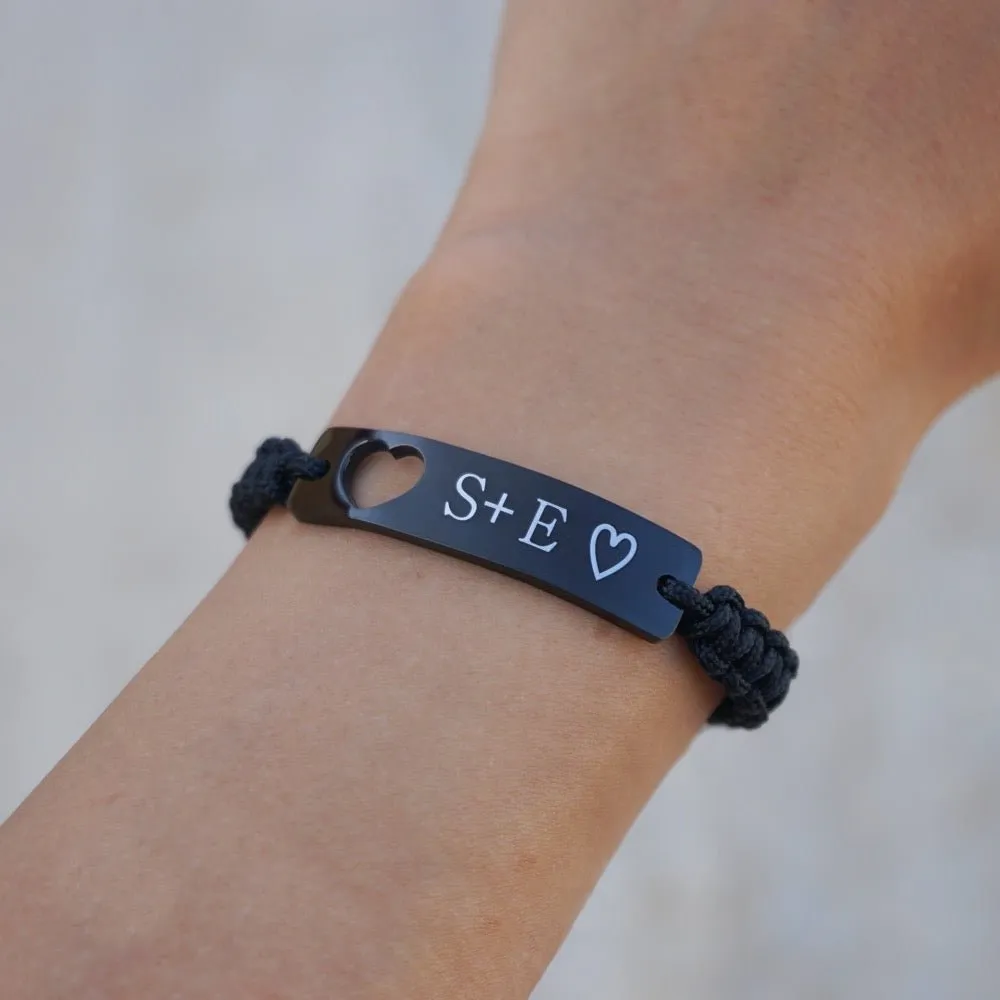 Personalized Bar Bracelets with Hearts