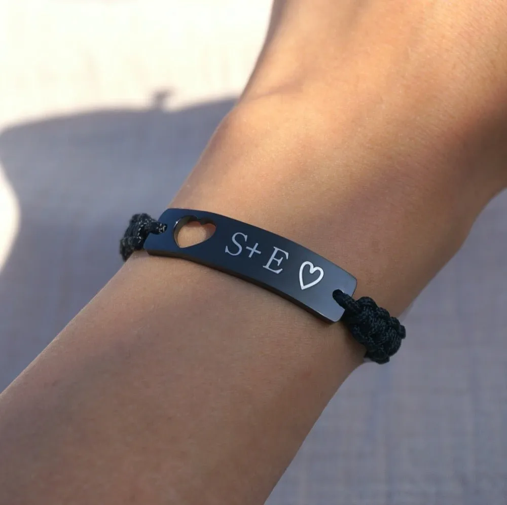 Personalized Bar Bracelets with Hearts