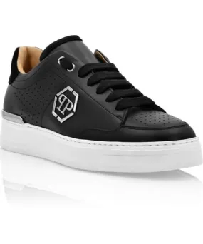 Philipp Plein Mix Leather Lo-Top Sneakers