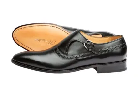 plain toe black brogue monk, single strap