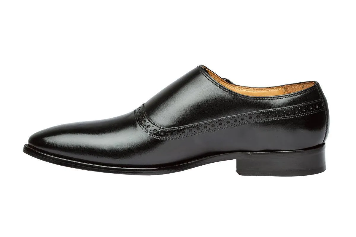 plain toe black brogue monk, single strap