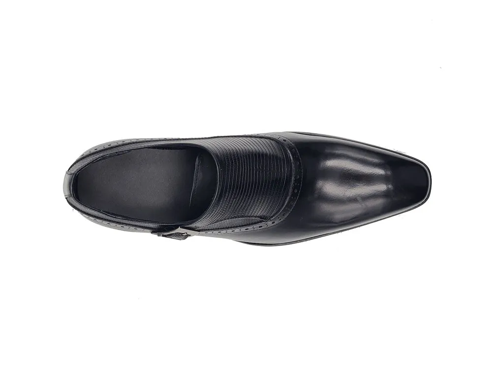 Plain Toe Single Monk Loafer Embossed Lizard Leather